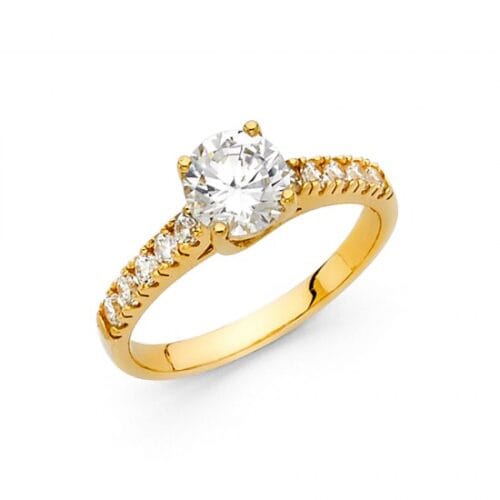 14K Yellow Gold Cubic Zirconia Engagement Ring