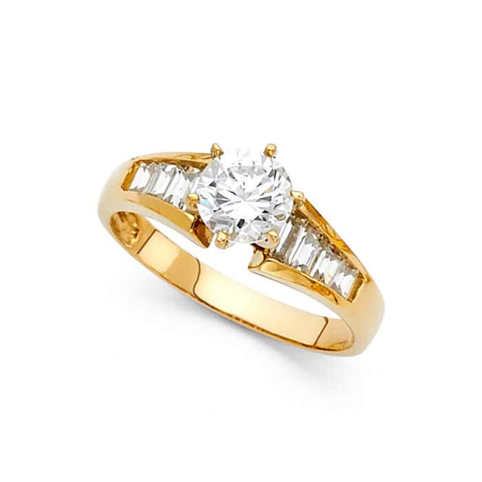 14K Yellow Gold Cubic Zirconia Engagement Ring - Image 2