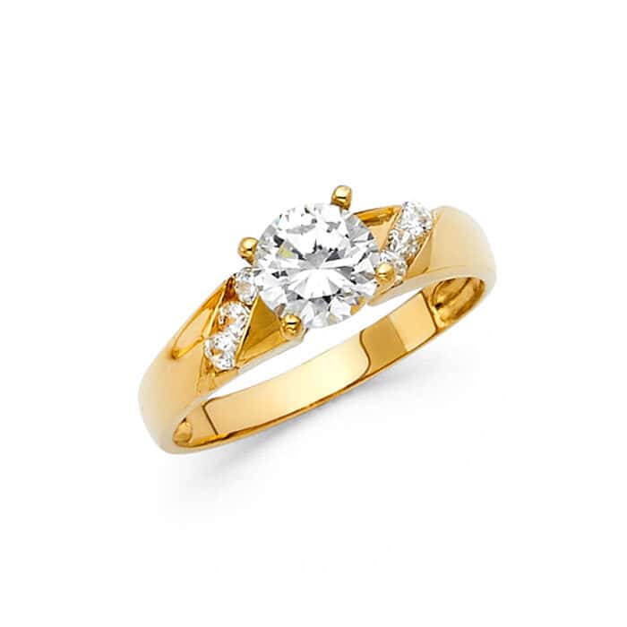 14K Yellow Gold Cubic Zirconia Engagement Ring