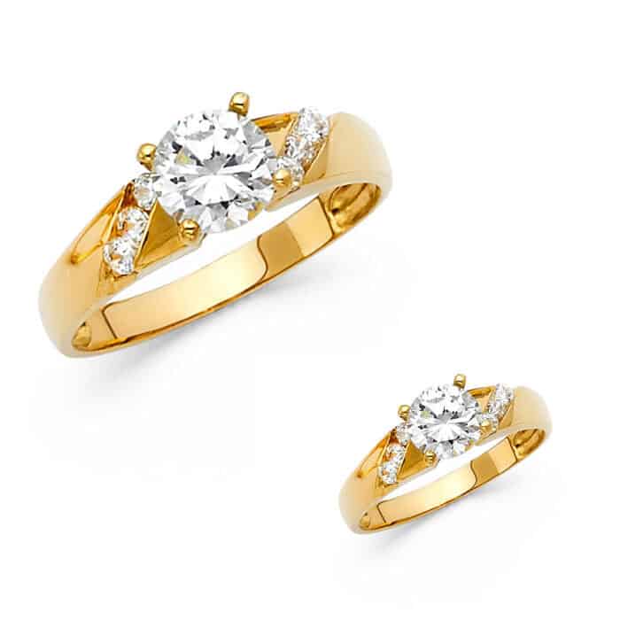 14K Yellow Gold Cubic Zirconia Engagement Ring - Image 3
