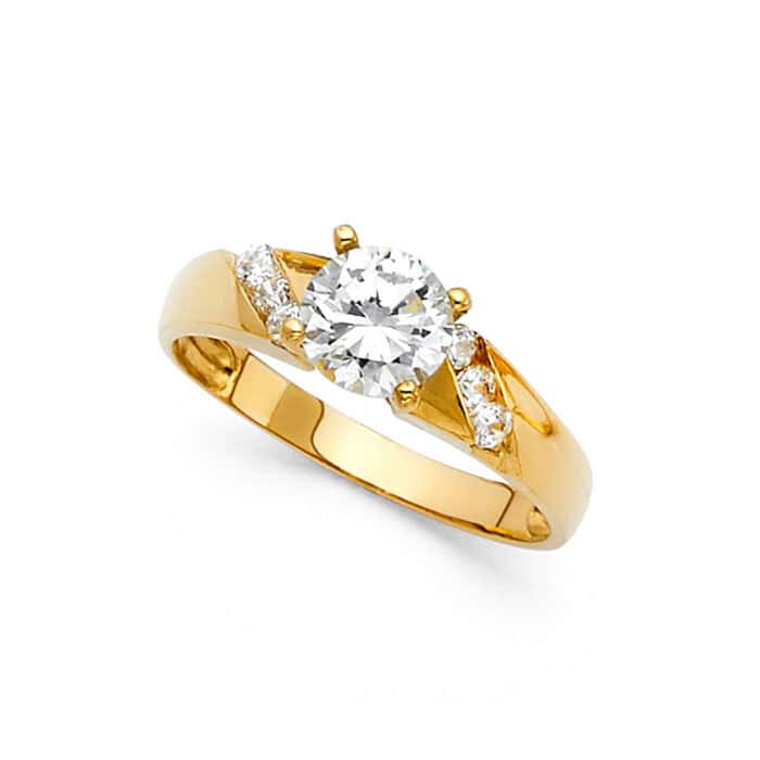 14K Yellow Gold Cubic Zirconia Engagement Ring - Image 2