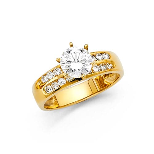 14K Yellow Gold Cubic Zirconia Engagement Ring