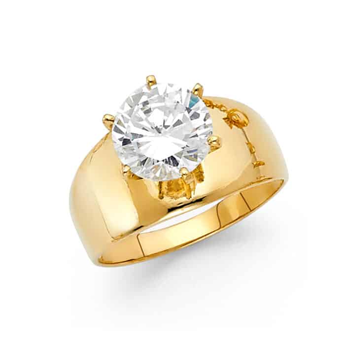 14K Yellow Gold Cubic Zirconia Engagement Ring