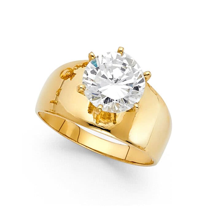 14K Yellow Gold Cubic Zirconia Engagement Ring - Image 2