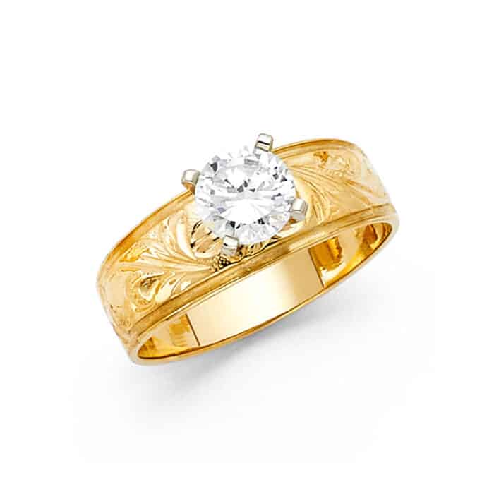 14K Yellow Gold Cubic Zirconia Engagement Ring