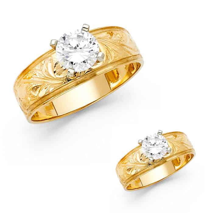14K Yellow Gold Cubic Zirconia Engagement Ring - Image 3