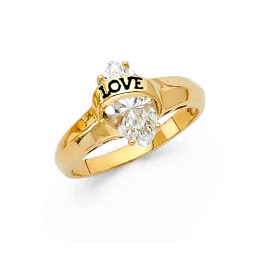 14K Yellow Gold Cubic Zirconia Engagement Ring