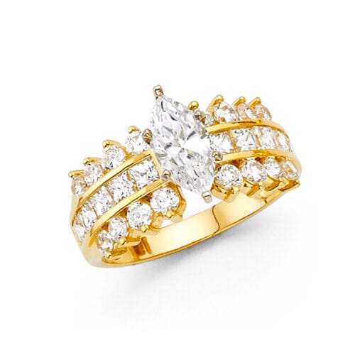 14K Yellow Gold Cubic Zirconia Engagement Ring