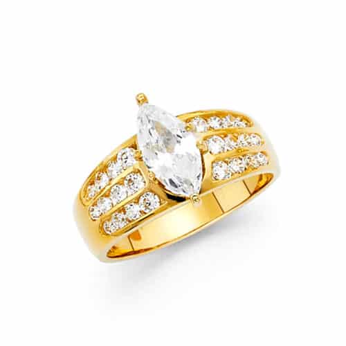 14K Yellow Gold Cubic Zirconia Engagement Ring