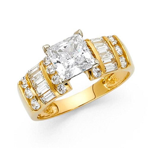 14K Yellow Gold Cubic Zirconia Engagement Ring