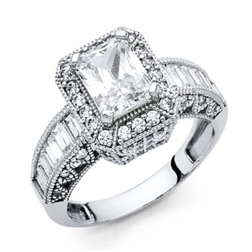 14K White Gold Cubic Zirconia Engagement Ring