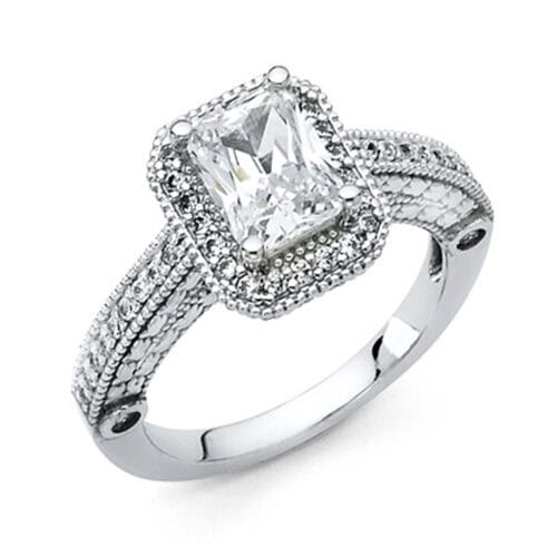 14K White Gold Cubic Zirconia Engagement Ring