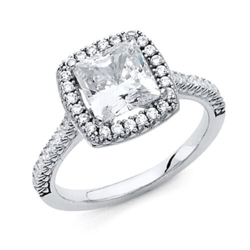 14K White Gold Cubic Zirconia Engagement Ring