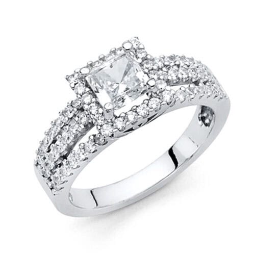 14K White Gold Cubic Zirconia Engagement Ring