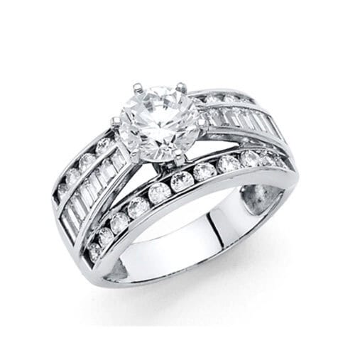 14K White Gold Cubic Zirconia Engagement Ring