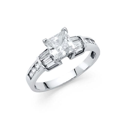 14K White Gold Cubic Zirconia Engagement Ring