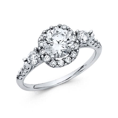 14K White Gold Cubic Zirconia Engagement Ring