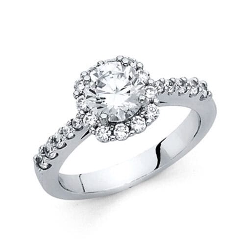 14K White Gold Cubic Zirconia Engagement Ring