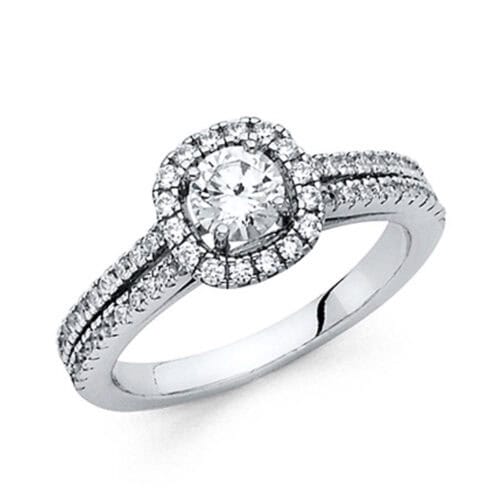 14K White Gold Cubic Zirconia Engagement Ring