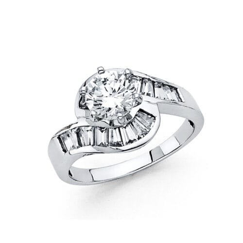 14K White Gold Cubic Zirconia Engagement Ring