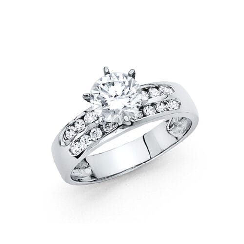14K White Gold Cubic Zirconia Engagement Ring