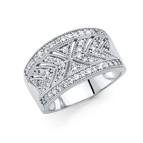 14K White Gold Cubic Zirconia Fancy Ring