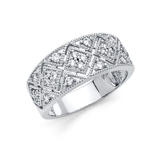 14K White Gold Cubic Zirconia Fancy Ring