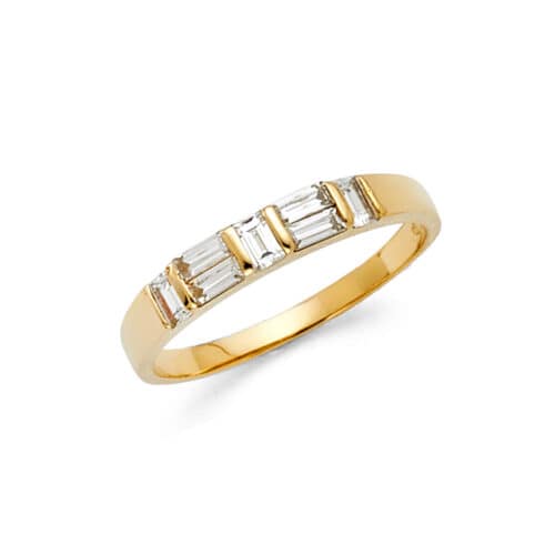 14K Yellow Gold Cubic Zirconia Ladies Wedding Band