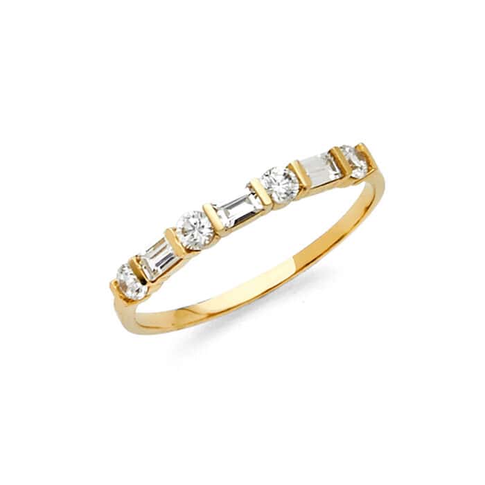 14K Yellow Gold Cubic Zirconia Ladies Wedding Band