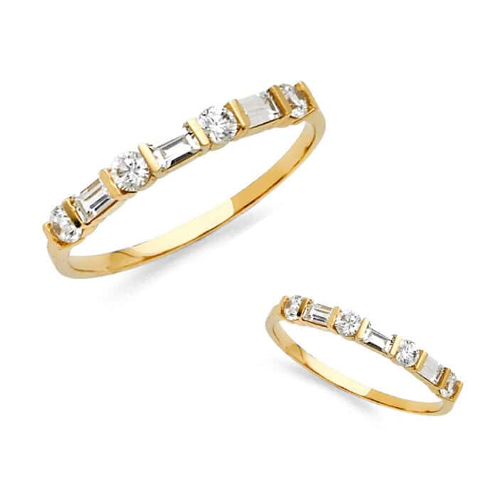 14K Yellow Gold Cubic Zirconia Ladies Wedding Band - Image 3
