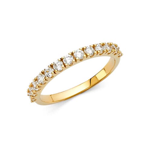 14K Yellow Gold Cubic Zirconia Ladies Wedding Band