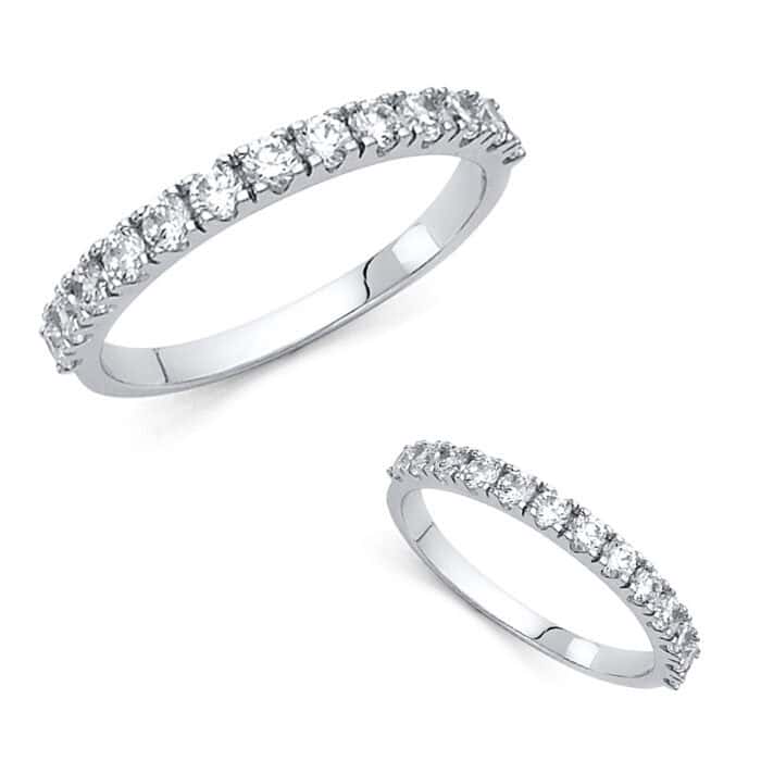 14K White Gold Cubic Zirconia Ladies Wedding Band - Image 3