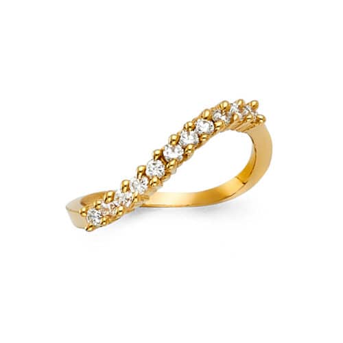14K Yellow Gold Cubic Zirconia Ladies Wedding Band