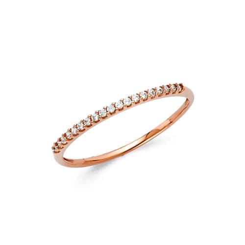 14K Rose Gold Cubic Zirconia Ladies Wedding Band