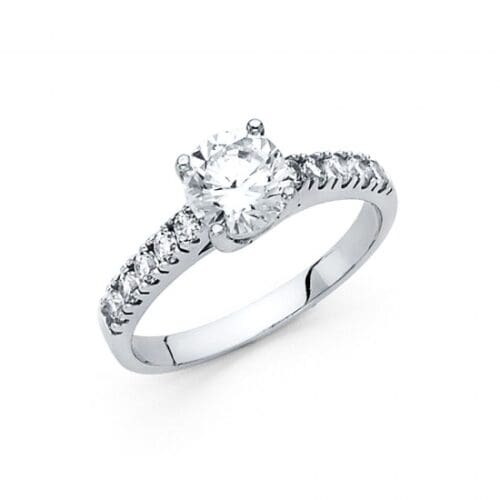 14K White Gold Cubic Zirconia Engagement Ring