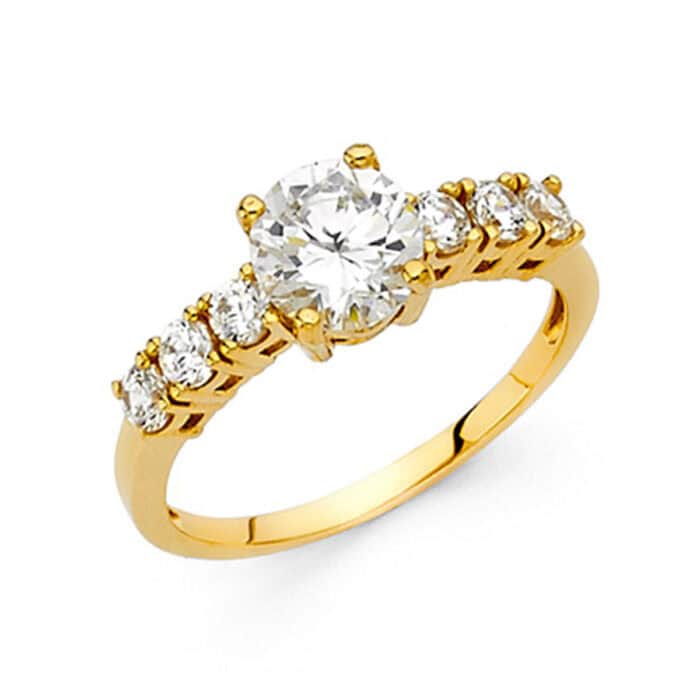 14K Yellow Gold Cubic Zirconia Engagement Ring