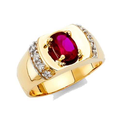 14K Yellow Gold Cubic Zirconia Men's Ring