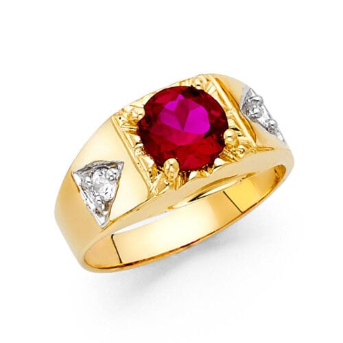 14K Yellow Gold Cubic Zirconia Men's Ring