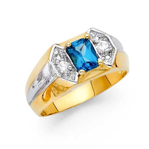 14K Two Tone Gold Cubic Zirconia Men's Ring