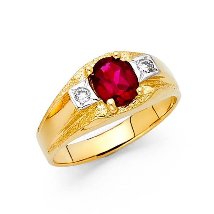14K Yellow Gold Cubic Zirconia Men's Ring