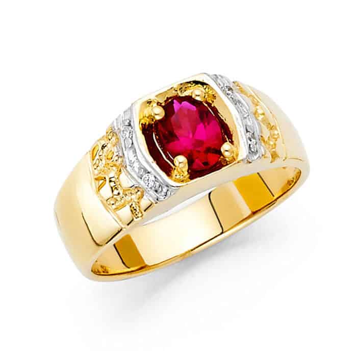 14K Yellow Gold Cubic Zirconia Men's Ring