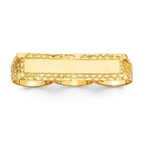 14K Yellow Gold 3 Finger Men's Ring