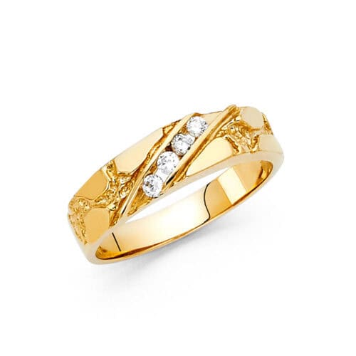 14K Yellow Gold Cubic Zirconia Men's Ring