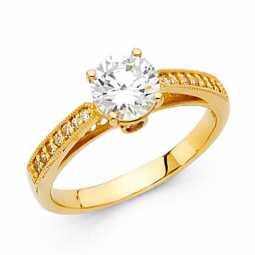 14K Yellow Gold Cubic Zirconia Engagement Ring
