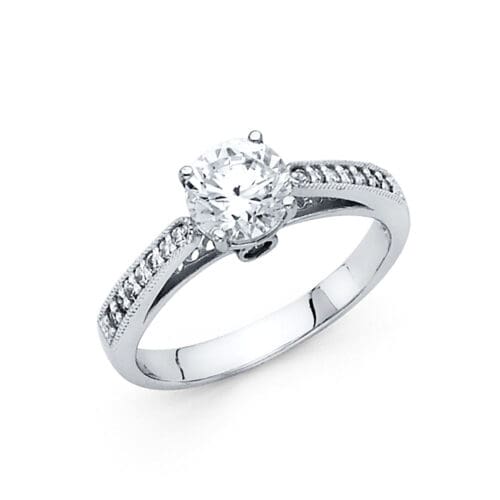 14K White Gold Cubic Zirconia Engagement Ring