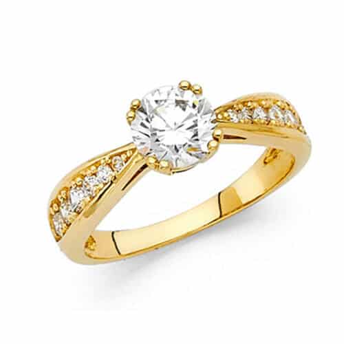 14K Yellow Gold Cubic Zirconia Engagement Ring