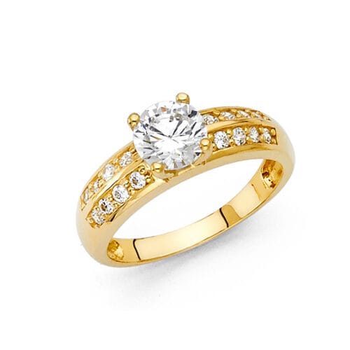 14K Yellow Gold Cubic Zirconia Engagement Ring