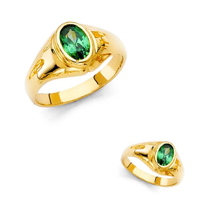 14K Yellow Gold Cubic Zirconia Babies Ring - Image 2