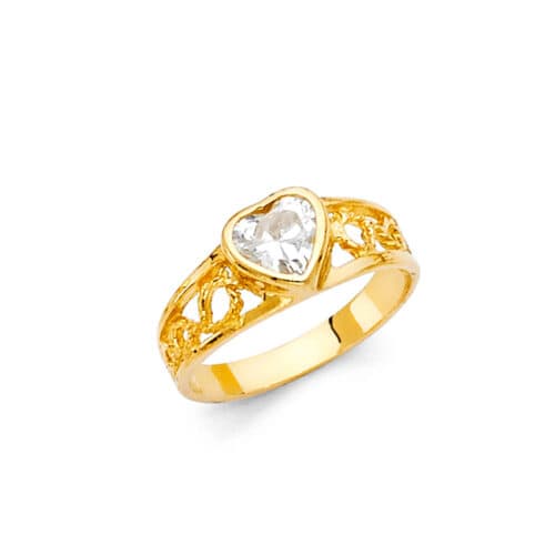 14K Yellow Gold Cubic Zirconia Babies Ring