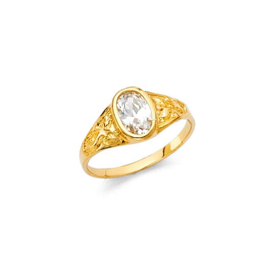 14K Yellow Gold Cubic Zirconia Babies Ring